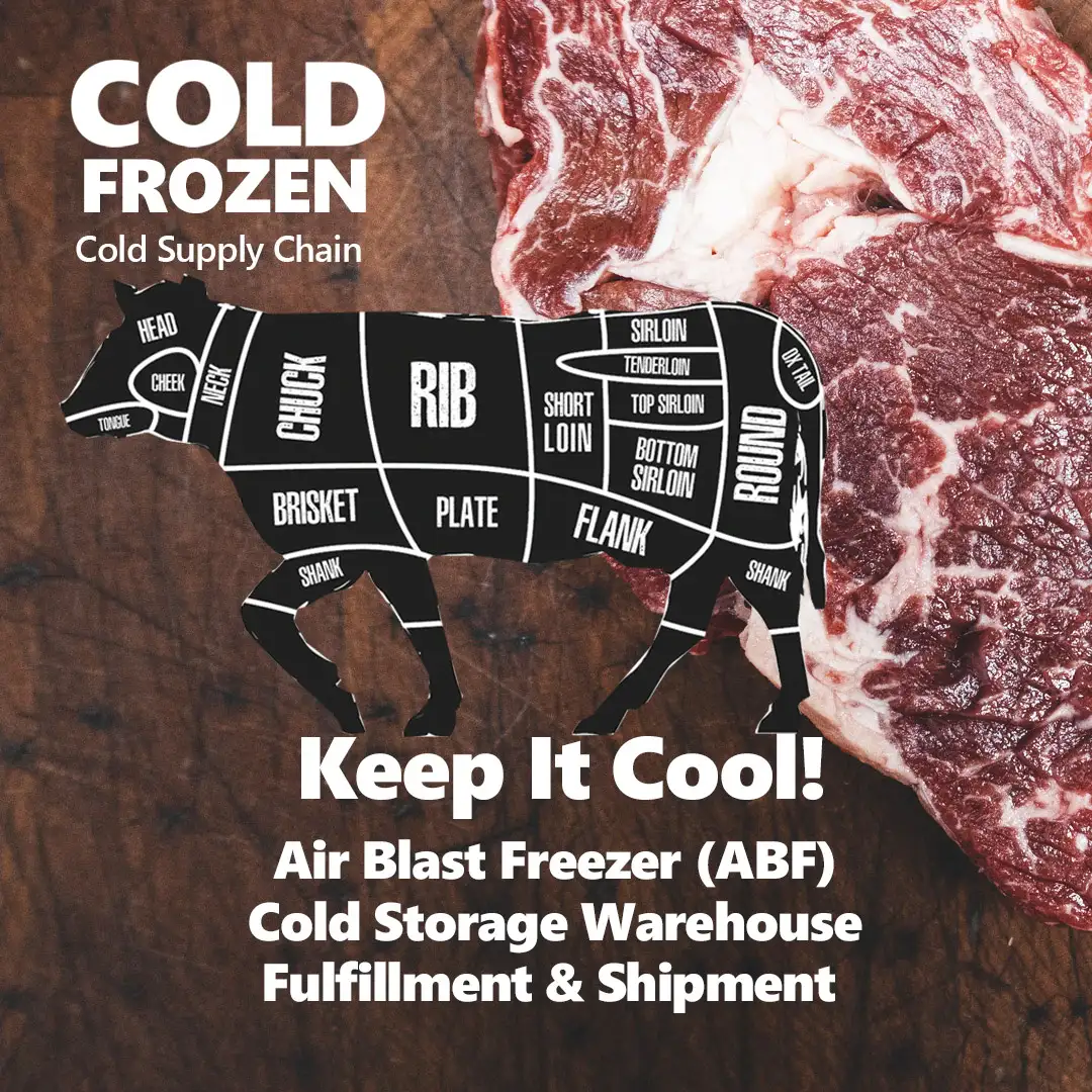 Frozen Meat Beef Cold Storage Warehouse and fulfillment service, rantai pasok teknologi, cold storage jakarta, sewa cold storage